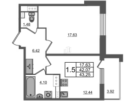 1 ккв № 474 Корп.: 2 Уч. 7 , Секция 2.1  в ЖК Прайм Приморский