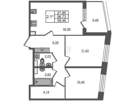 3 ккв (Евро) № 4 Корп.: 3 Уч. 7 , Секция 1.1  в ЖК Прайм Приморский