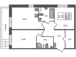 3 ккв (Евро) № 138 Корп.: 3 Уч. 7 , Секция 1.2  в ЖК Прайм Приморский