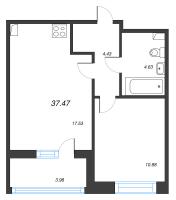 2 ккв (Евро) № 117 Корп.: 1 Уч. 7 , Секция 1.2  в ЖК Прайм Приморский