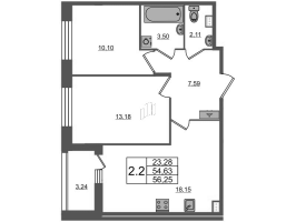 3 ккв (Евро) № 998 Корп.: 3 Уч. 7 , Секция 3.2  в ЖК Прайм Приморский