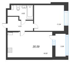 1 ккв № 744 Корп.: 3 Уч. 7 , Секция 2.4  в ЖК Прайм Приморский