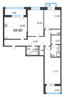 4 ккв (Евро) № 1001 Корп.: 3 Уч. 7 , Секция 3.2  в ЖК Прайм Приморский