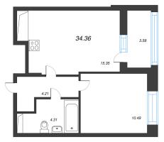 2 ккв (Евро) № 871 Корп.: 3 Уч. 7 , Секция 3.1  в ЖК Прайм Приморский