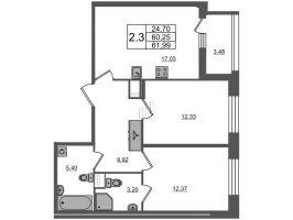 3 ккв (Евро) № 572 Корп.: 3 Уч. 7 , Секция 2.2  в ЖК Прайм Приморский