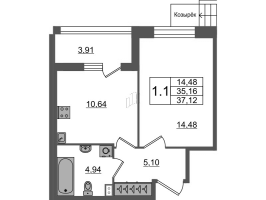 1 ккв № 451 Корп.: 1 Уч. 7 , Секция 2.3  в ЖК Прайм Приморский