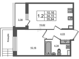 2 ккв (Евро) № 136 Корп.: 3 Уч. 7 , Секция 1.2  в ЖК Прайм Приморский