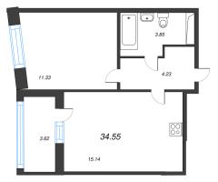 2 ккв (Евро) № 786 Корп.: 3 Уч. 7 , Секция 2.4  в ЖК Прайм Приморский