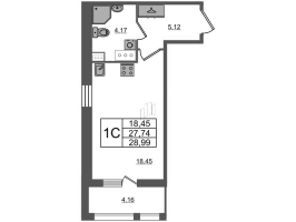 Студия № 877 Корп.: 2 Уч. 7 , Секция 2.4  в ЖК Прайм Приморский