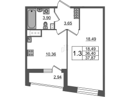 1 ккв № 466 Корп.: 1 Уч. 7 , Секция 2.3  в ЖК Прайм Приморский