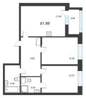 3 ккв (Евро) № 572 Корп.: 3 Уч. 7 , Секция 2.2  в ЖК Прайм Приморский