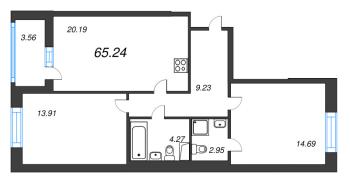 3 ккв (Евро) № 558 Корп.: 2 Уч. 7 , Секция 2.2  в ЖК Прайм Приморский