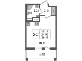 Студия № 321 Корп.: 3 Уч. 7 , Секция 1.4  в ЖК Прайм Приморский