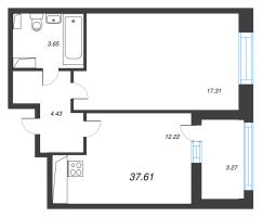 1 ккв № 1180 Корп.: 3 Уч. 7 , Секция 3.4  в ЖК Прайм Приморский