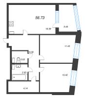 3 ккв (Евро) № 870 Корп.: 3 Уч. 7 , Секция 3.1  в ЖК Прайм Приморский