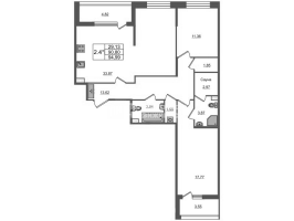 3 ккв (Евро) № 131 Корп.: 3 Уч. 7 , Секция 1.2  в ЖК Прайм Приморский