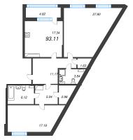 3 ккв (Евро) № 1077 Корп.: 3 Уч. 7 , Секция 3.2  в ЖК Прайм Приморский