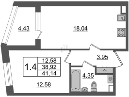 2 ккв (Евро) № 315 Корп.: 3 Уч. 7 , Секция 1.4  в ЖК Прайм Приморский