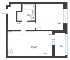 2 ккв (Евро) № 661 Корп.: 3 Уч. 7 , Секция 2.3  в ЖК Прайм Приморский