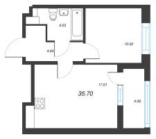 2 ккв (Евро) № 303 Корп.: 2 Уч. 7 , Секция 1.3  в ЖК Прайм Приморский