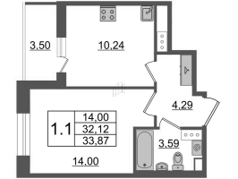 1 ккв № 434 Корп.: 3 Уч. 7 , Секция 1.4  в ЖК Прайм Приморский