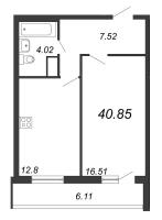 1 ккв № 1550 Дом: 13 Корп.: 31 , Секция 11  в ЖК Приморский квартал