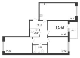 4 ккв (Евро) № 1 Дом: 66 Корп.: 2 , Секция 7  в ЖК Притяжение