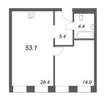 2 ккв (Евро) № 17 Корп.: 1 , Секция 1  в ЖК Проект 6/3