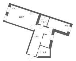 2 ккв (Евро) № 1 Корп.: 1 , Секция 1  в ЖК Проект 6/3