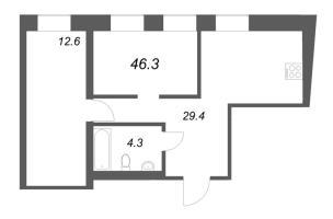 2 ккв (Евро) № 79 Корп.: 1 , Секция 3  в ЖК Проект 6/3