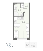 Студия № 482 Корп.: 2 , Секция 11  в ЖК Пулково Lake