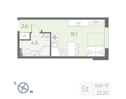 Студия № 81 Корп.: 4 , Секция 3  в ЖК Пулково Lake