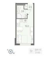 Студия № 398 Корп.: 2 , Секция 9  в ЖК Пулково Lake