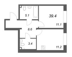 1 ккв № 130 Корп.: 1 , Секция 4  в ЖК Пулково Lake