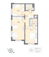 3 ккв (Евро) № 292 Корп.: 1 , Секция 8  в ЖК Пулково Lake