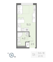 Студия № 176 Корп.: 2 , Секция 4  в ЖК Пулково Lake