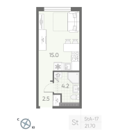 Студия № 175 Корп.: 2 , Секция 4  в ЖК Пулково Lake