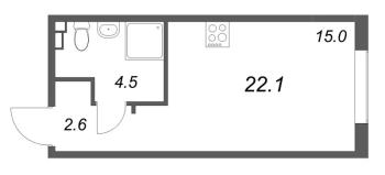 Студия № 106 Корп.: 4 , Секция 4  в ЖК Пулково Lake