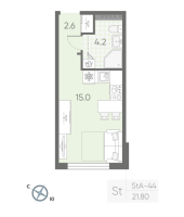 Студия № 391 Корп.: 2 , Секция 9  в ЖК Пулково Lake