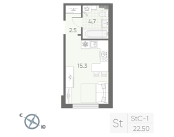 Студия № 4 Корп.: 4 , Секция 1  в ЖК Пулково Lake