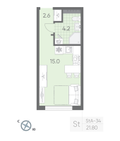 Студия № 329 Корп.: 2 , Секция 8  в ЖК Пулково Lake