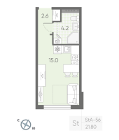 Студия № 487 Корп.: 2 , Секция 11  в ЖК Пулково Lake