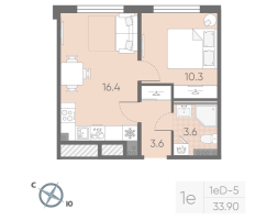 2 ккв (Евро) № 160 Корп.: 4 , Секция 5  в ЖК Пулково Lake