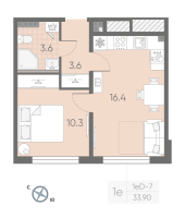 2 ккв (Евро) № 182 Корп.: 2 , Секция 4  в ЖК Пулково Lake