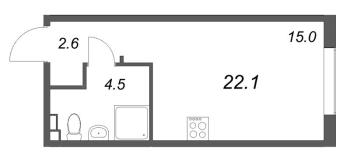 Студия № 105 Корп.: 4 , Секция 4  в ЖК Пулково Lake
