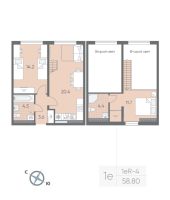 3 ккв (Евро) № 136 Корп.: 2 , Секция 3  в ЖК Пулково Lake