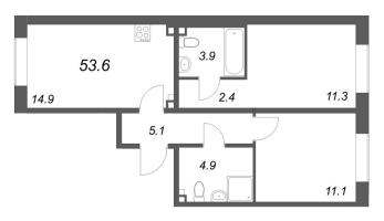 2 ккв № 181 Корп.: 3 , Секция 7  в ЖК Пулково Lake