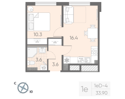 2 ккв (Евро) № 159 Корп.: 4 , Секция 5  в ЖК Пулково Lake