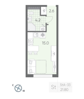 Студия № 328 Корп.: 2 , Секция 8  в ЖК Пулково Lake