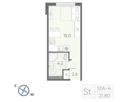 Студия № 50 Корп.: 4 , Секция 2  в ЖК Пулково Lake
